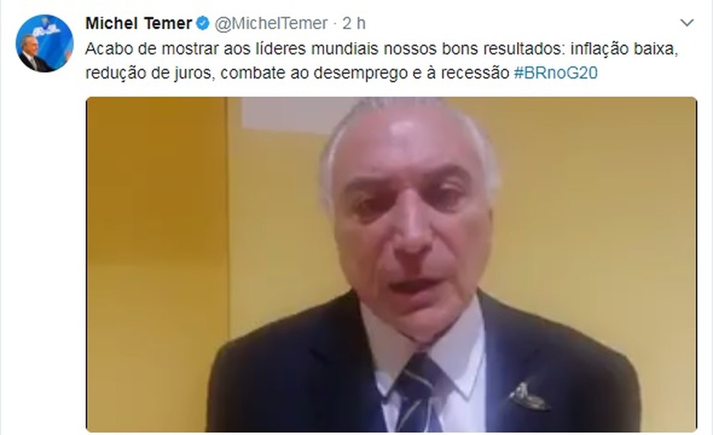 Michel Temer diz em vídeo que governo tem feito 'voltar o desemprego'