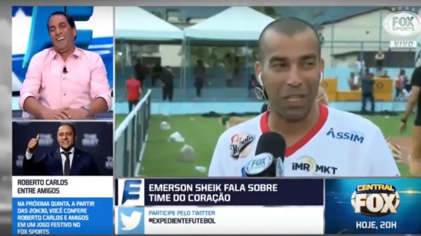 Edmundo provoca Emerson Sheik e leva alfinetada ao vivo