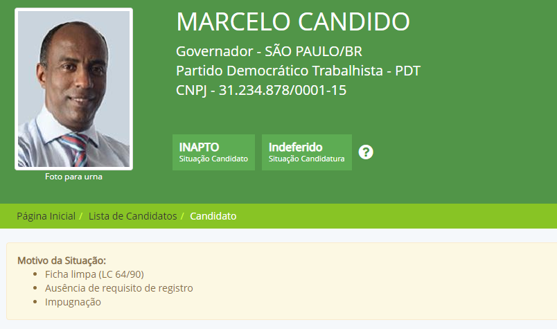 Eleições em SP: TRE indefere candidatura de Marcelo Candido, do PDT