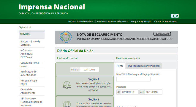 Governo vai cobrar por acesso a Diário Oficial; atualmente é gratuito