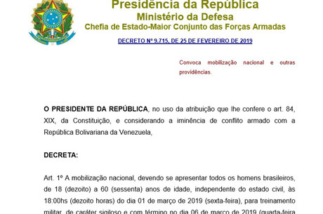 Decreto que obriga homens a servir ao Exército no Carnaval é falso