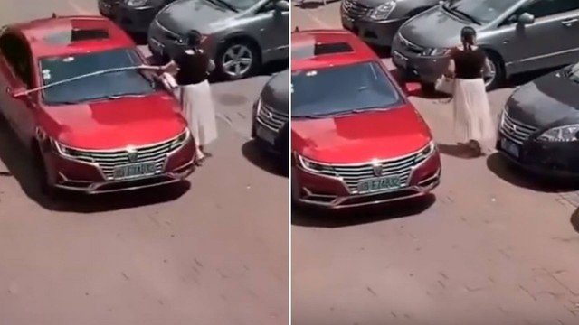 Vídeo: motorista usa trena para saber se carro cabe em vaga