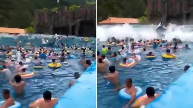 Vídeo: piscina de parque aquático falha, cria ‘tsunami’ e deixa 44 feridos