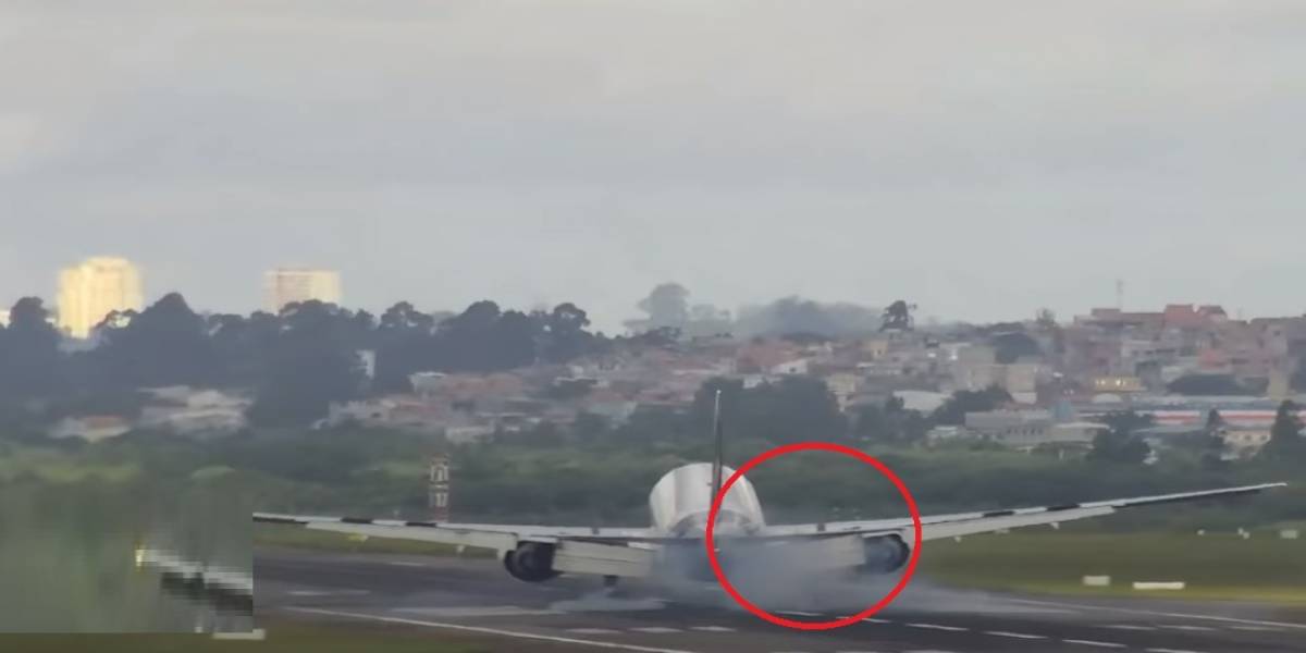 Pneu de avião da Latam estoura durante pouso em Guarulhos; assista