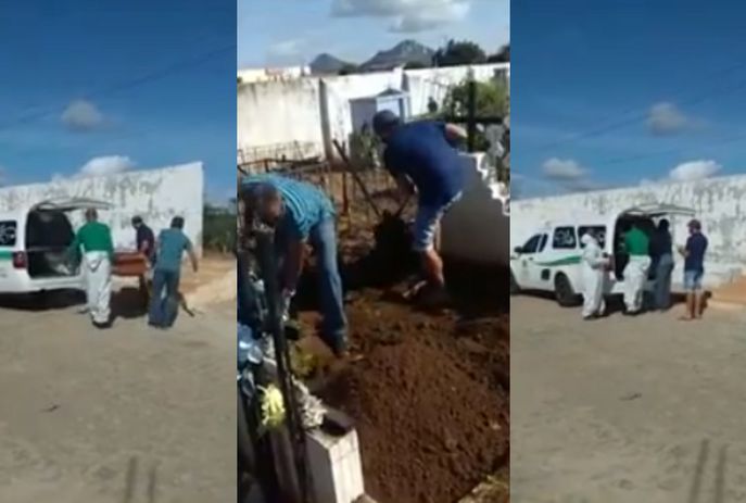 Sem coveiro em cemitério, família sepulta vítima de Covid-19