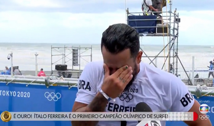 Repórter e comentarista da Globo choram; narrador ‘treme’ e se emociona com ouro de Ítalo Ferreira