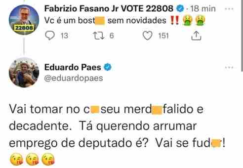 Paes ironiza padre, chama Soraya de musa e troca xingamentos com candidato