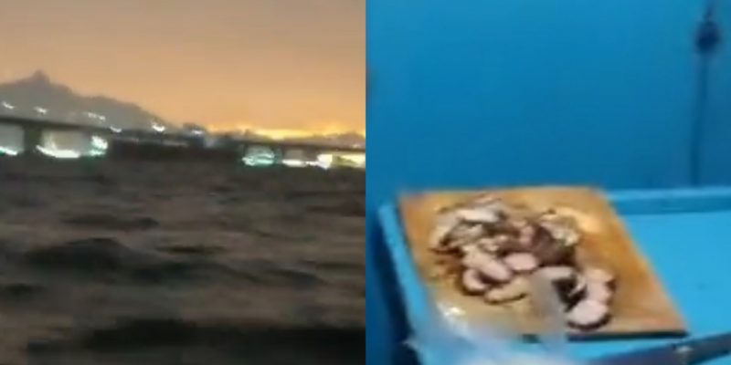 Vídeo: Pescadores faziam churrasco ao lado de navio que bateu na Ponte Rio-Niterói