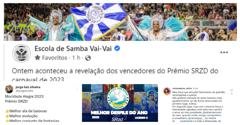 Bombou! Agremiações e sambistas exaltam premiação do SRzd no Carnaval de São Paulo de 2023