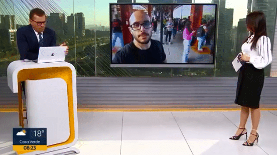 Que deselegante! Rodrigo Bocardi se revolta após homem xingar Globo ao vivo