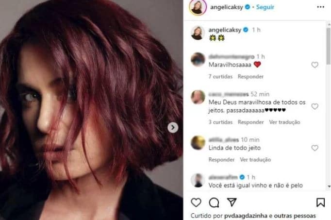 Angélica aparece ruiva na web. Foto: Reprodução/Instagram