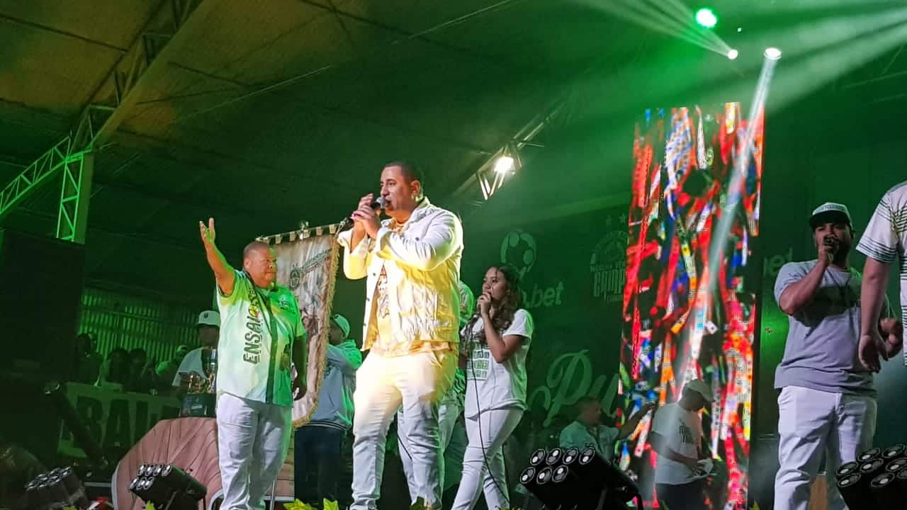 Fredy Vianna na final de samba da Mancha Verde para o Carnaval 2025. Foto: Guilherme Queiroz