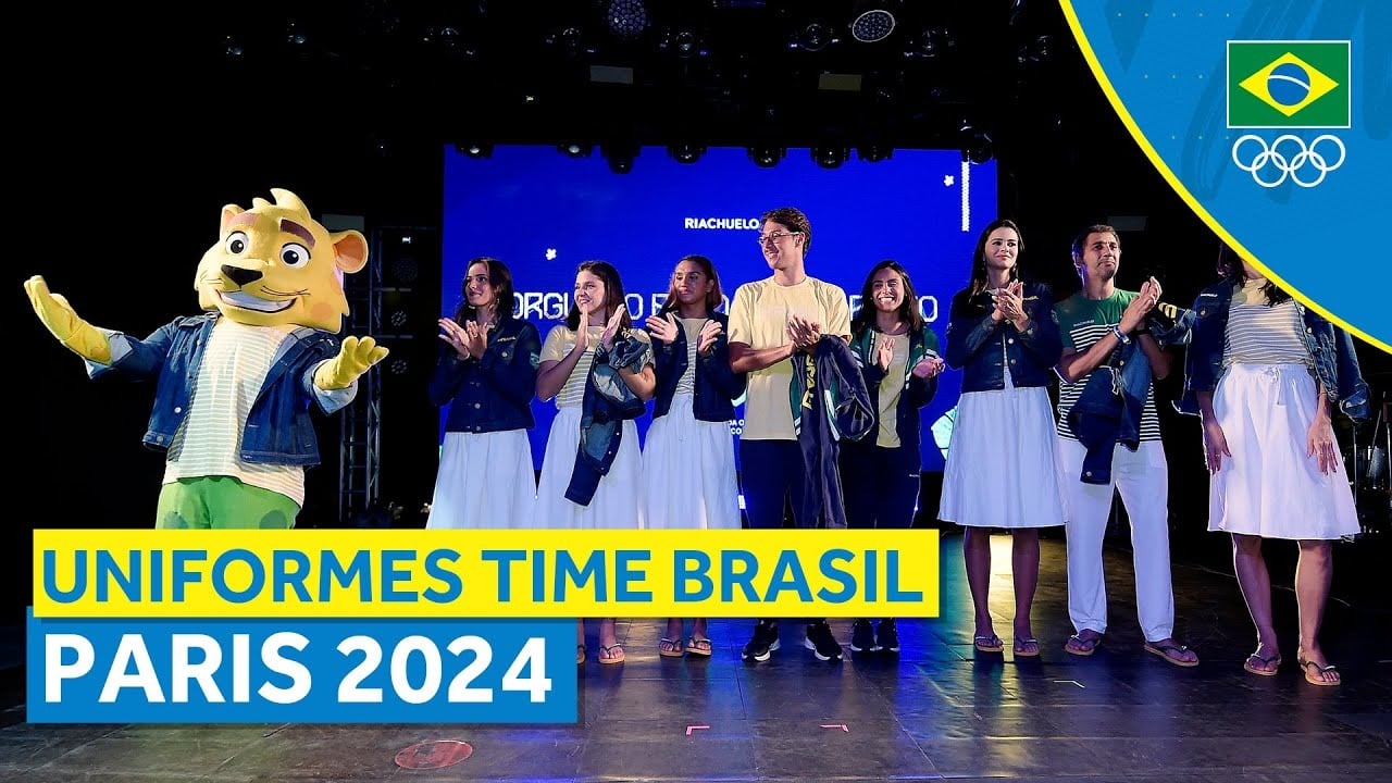 Uniforme do Brasil para a Olimpíada de Paris 2024. Foto: Reprodução/YoutubeTime Brasil