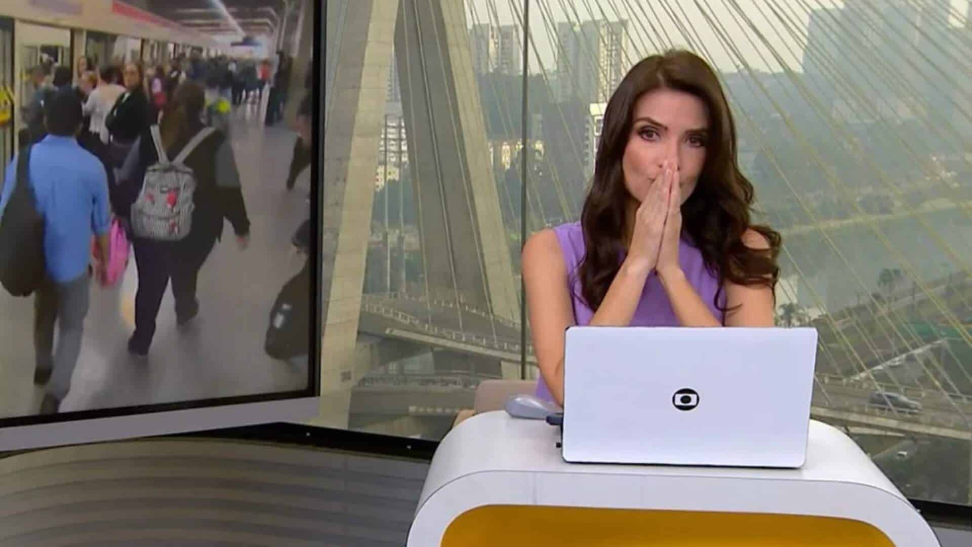 VÍDEO: Após grito de ‘Globo lixo’, jornalista reage ao vivo