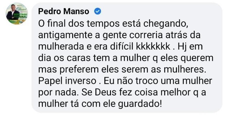 Pedro Manso faz comentário sobre Jesuíta Barbosa. Foto: Reprodução/Facebook