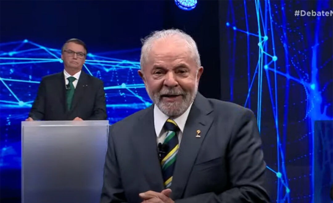 Lula e Jair Bolsonaro em debate. Foto: Reprodução de TV