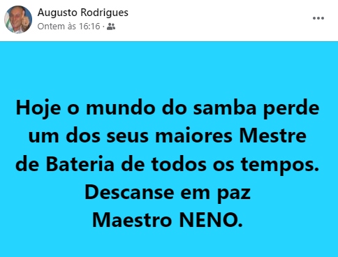 Publicação feita por mestre Augusto. Foto: Reprodução/Facebook