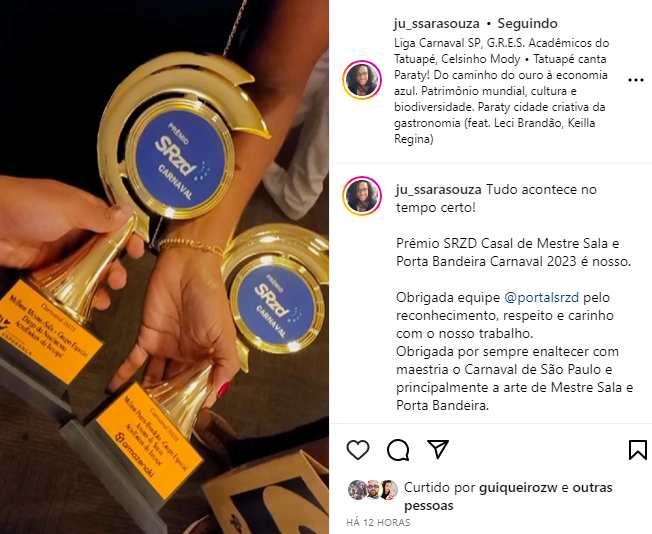 Casal da Tatuapé celebra premiação do SRzd. Foto: Reprodução/Instagram