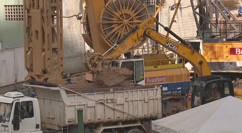 Obras da linha 6-Laranja do Metrô de SP. Foto: Reprodução/TV Globo