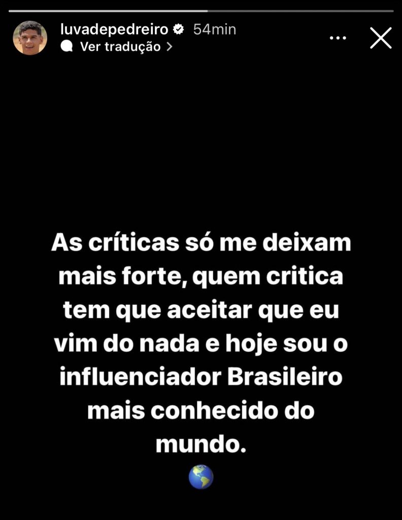 Story de Luva de Pedreiro. Foto: Reprodução/Instagram